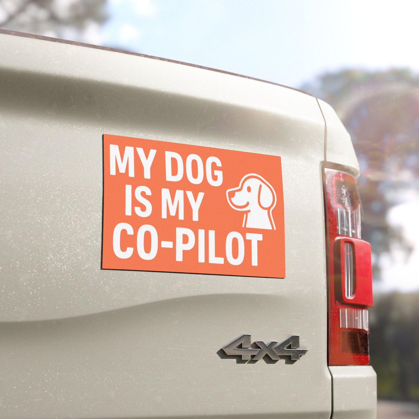 Dog Lover Car Magnet [Sunset Orange] - My Dog is My Co-Pilot, Pet Owner Gift, Cute Car Decor, Vehicle Accessories, Dog Mom Magnet