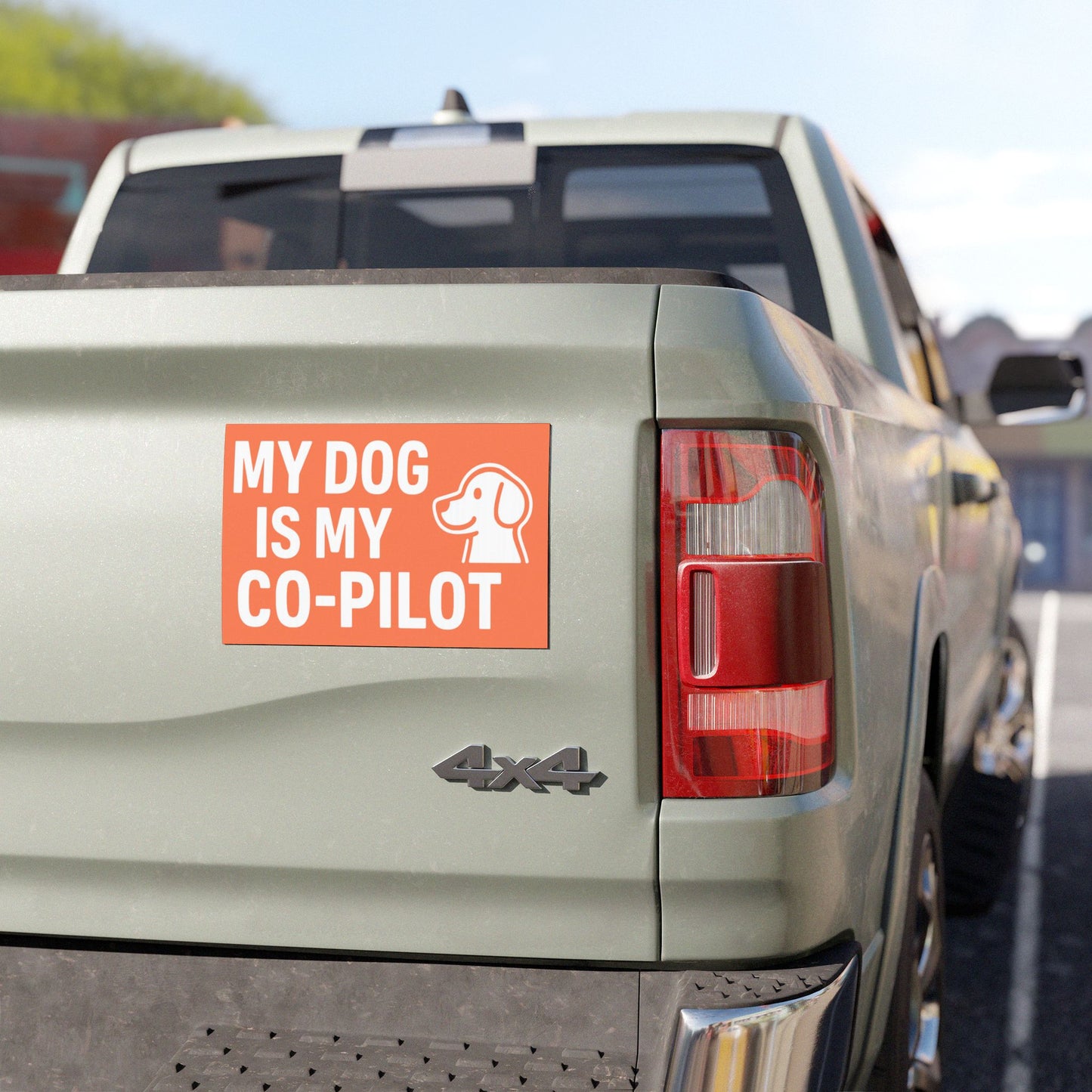 Dog Lover Car Magnet [Sunset Orange] - My Dog is My Co-Pilot, Pet Owner Gift, Cute Car Decor, Vehicle Accessories, Dog Mom Magnet
