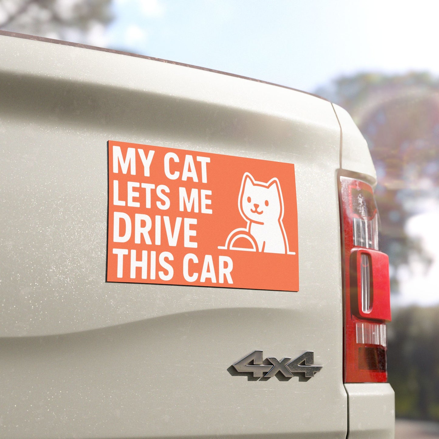 Cat-Themed Car Magnets [Sunset Orange], Cute Automotive Decor, Cat Lover Gift, Funny Car Accessories, Pet Enthusiast Magnet