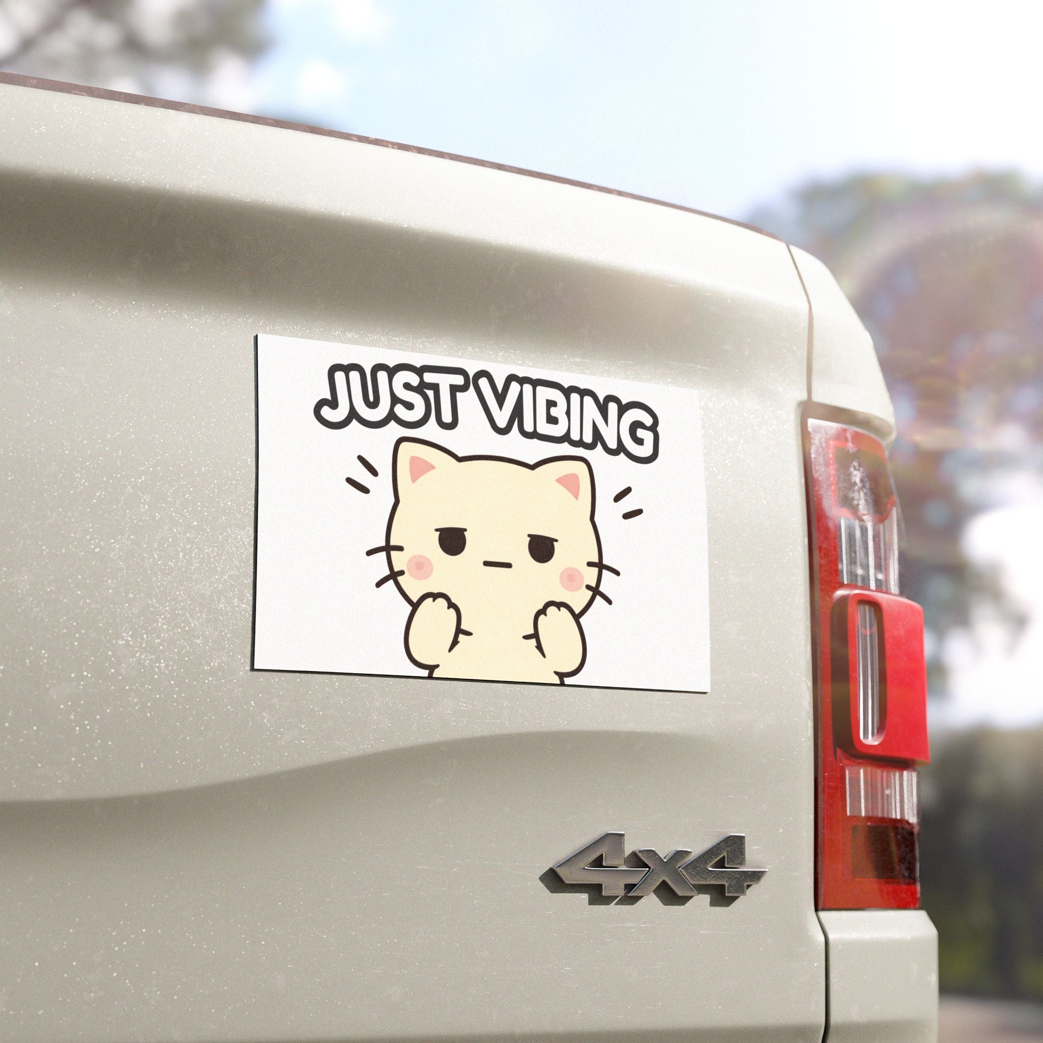 Minimalist Cat Car Magnet – Just Vibing – Funny Chill Driver Magnet