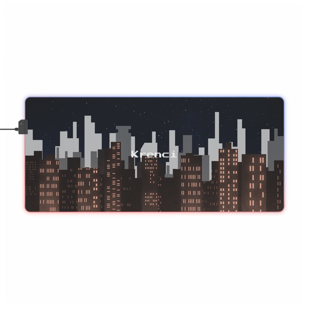 [Night City Pixel Styled] LED Gaming Mouse Pad - RGB Gaming Mouse Pad