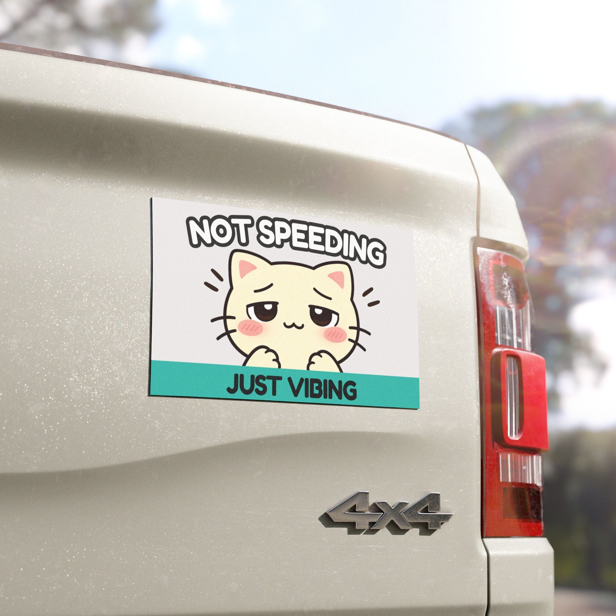 Funny Cat Car Magnet – Not Speeding Just Vibing – Chill Driver Magnet