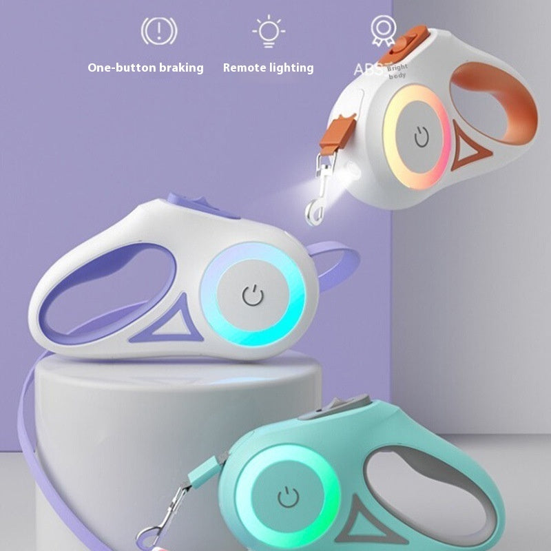 Retractable Dog Leash with LED Light & Collar – For Small & Medium Dogs