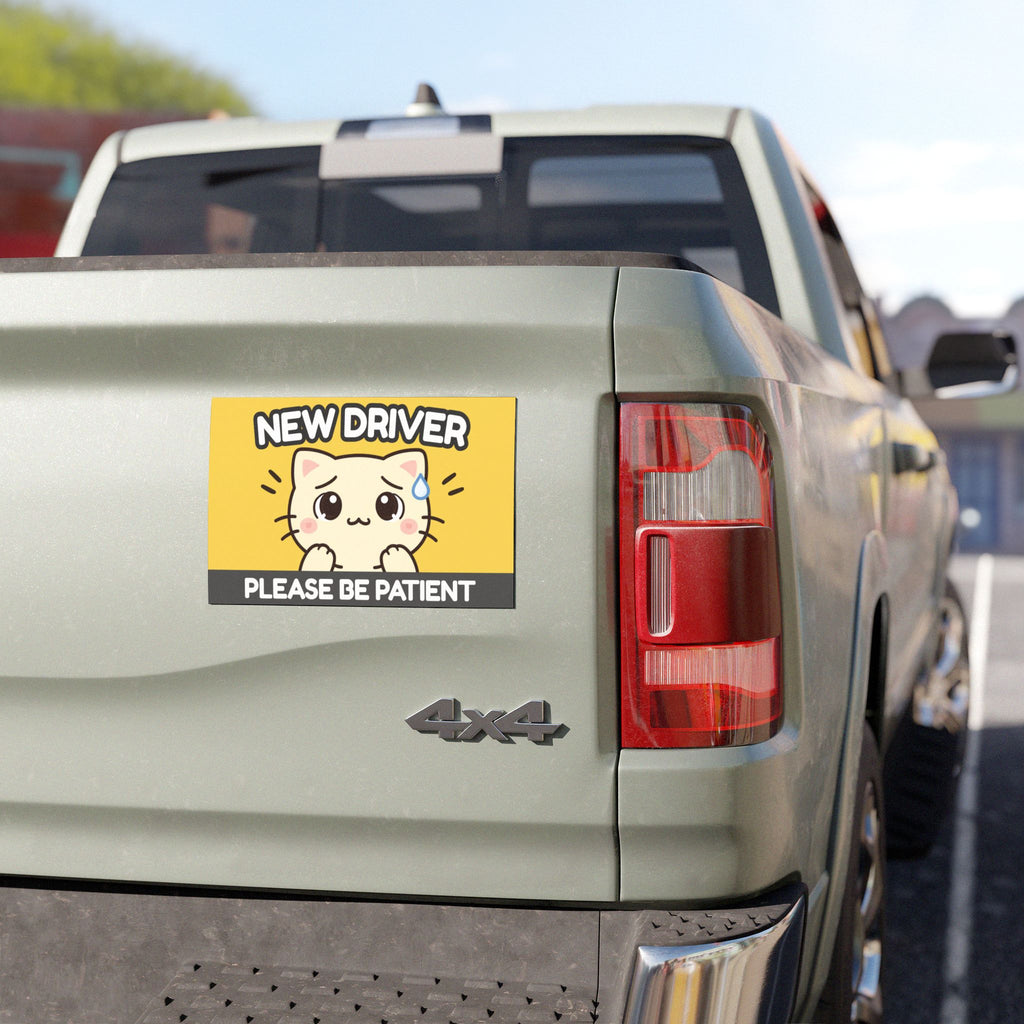 Student Driver Cat Magnet – Please Be Patient – Cute Beginner Driver Sign