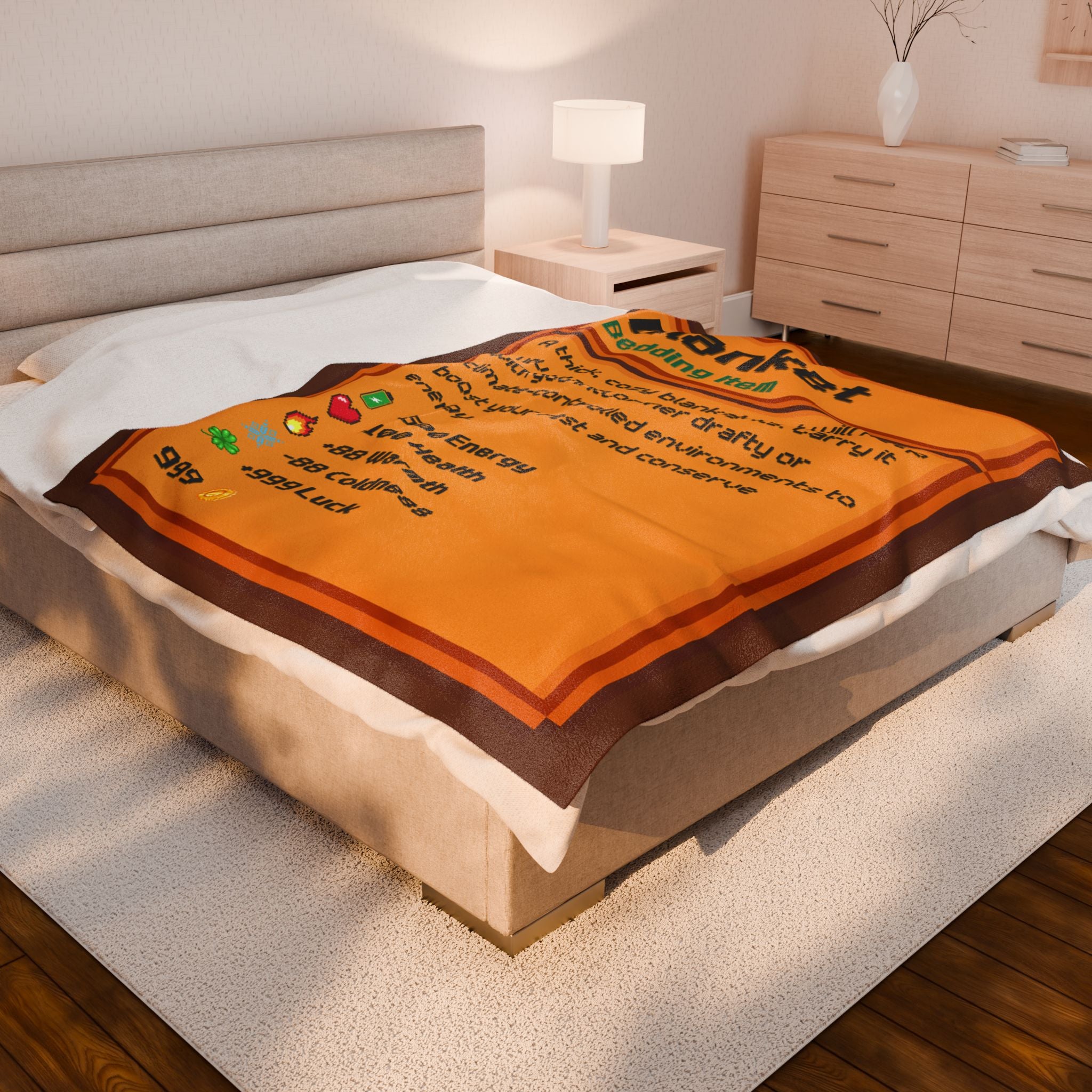 [Dark Brown Color] Pixel Game Style Velveteen Plush Blanket