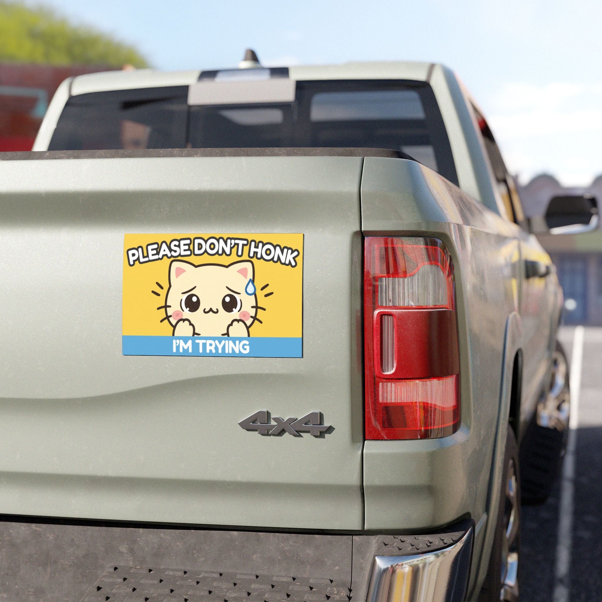 Cute Cat Car Magnet – Please Don’t Honk I’m Trying – Funny Anxious Driver Magnet – Student Driver Gift