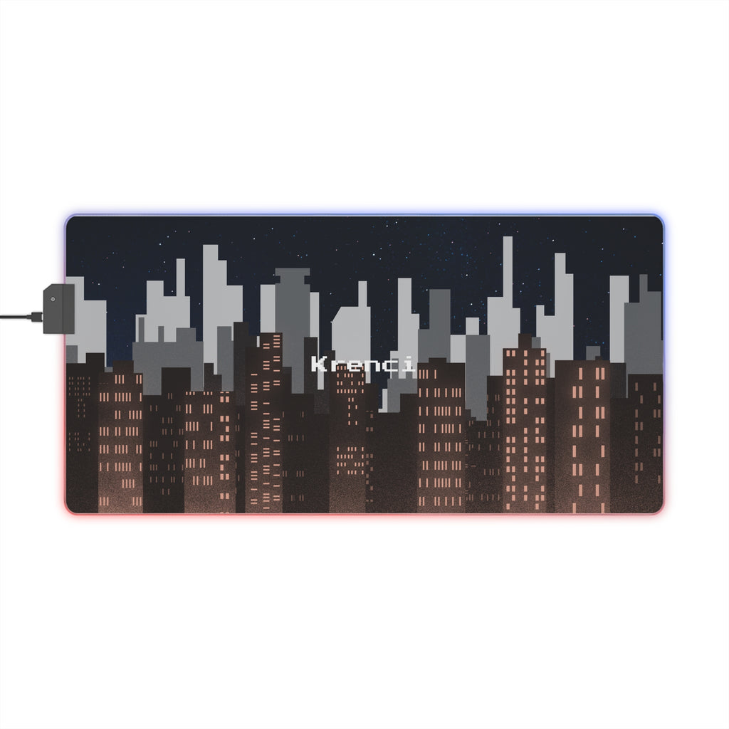 [Night City Pixel Styled] LED Gaming Mouse Pad - RGB Gaming Mouse Pad