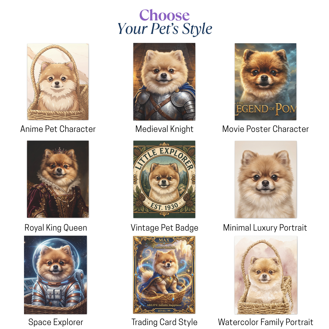 Personalized Pet Portrait Canvas – Custom Royal Dog & Cat Artwork Gift