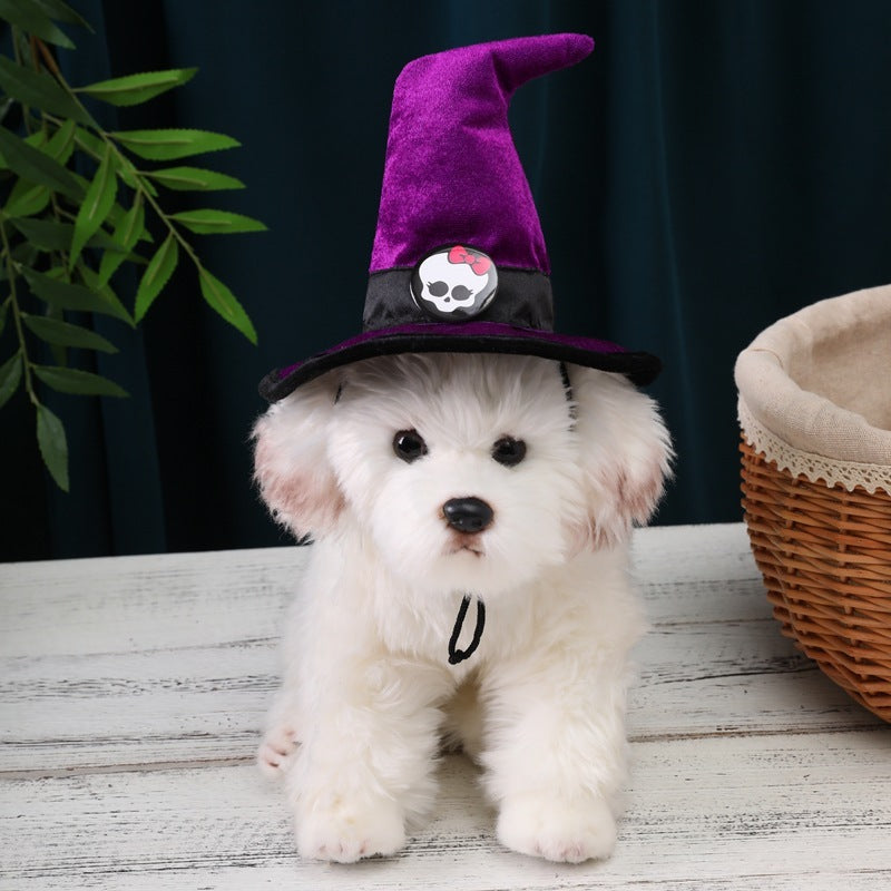 Pet Halloween Costume Hat – Witch Hat for Dogs & Cats (Velvet with Strap)