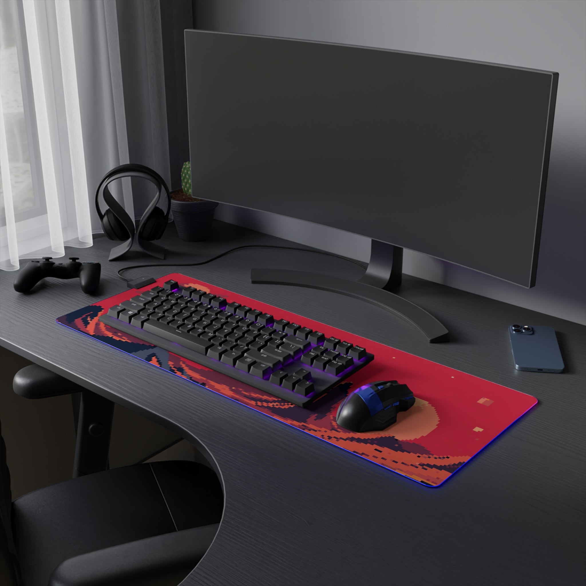[Mars Pixel Styled] LED Gaming Mouse Pad - RGB Gaming Mouse Pad