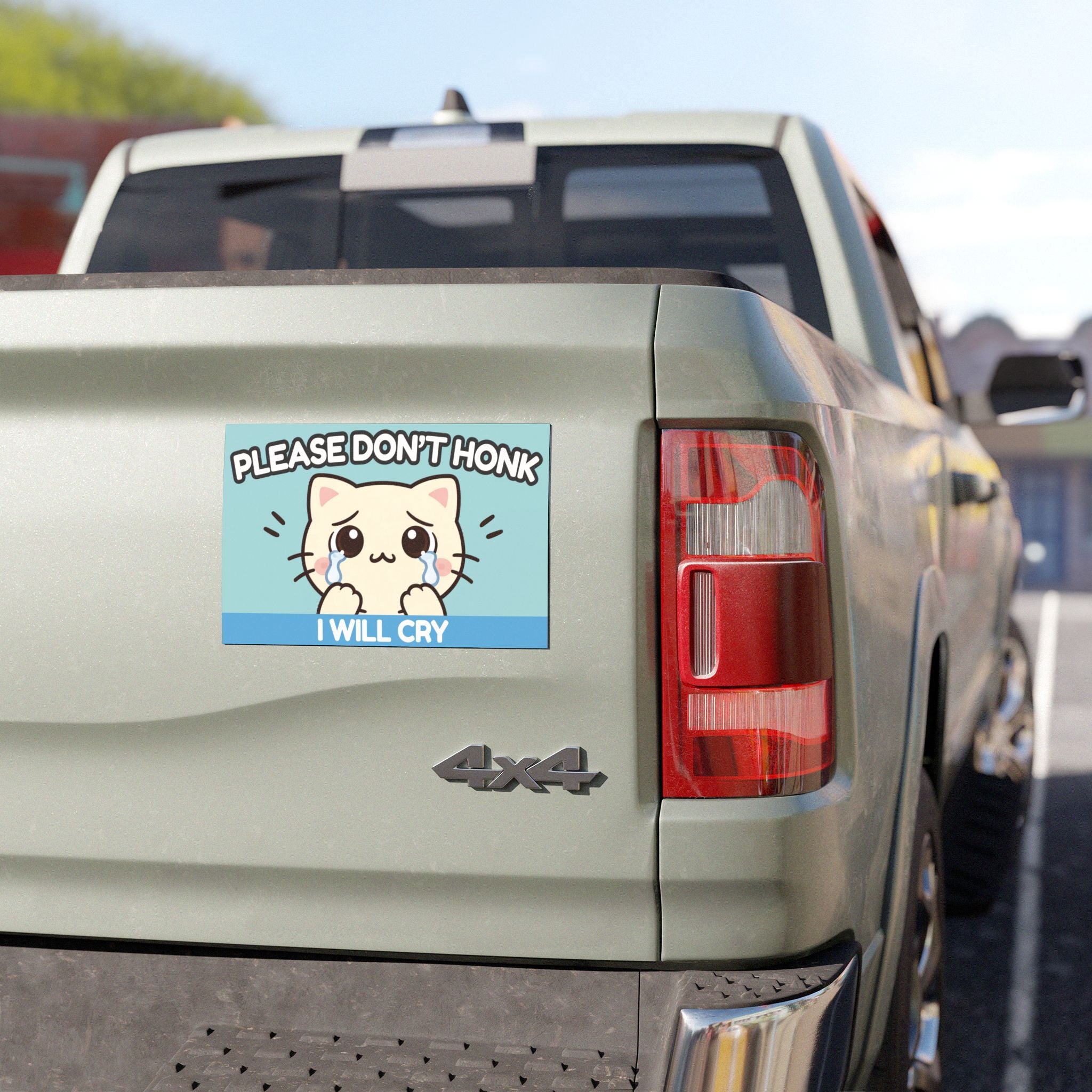 Funny Cat Car Magnet – Please Don’t Honk I Will Cry – Cute Emotional Driver Magnet