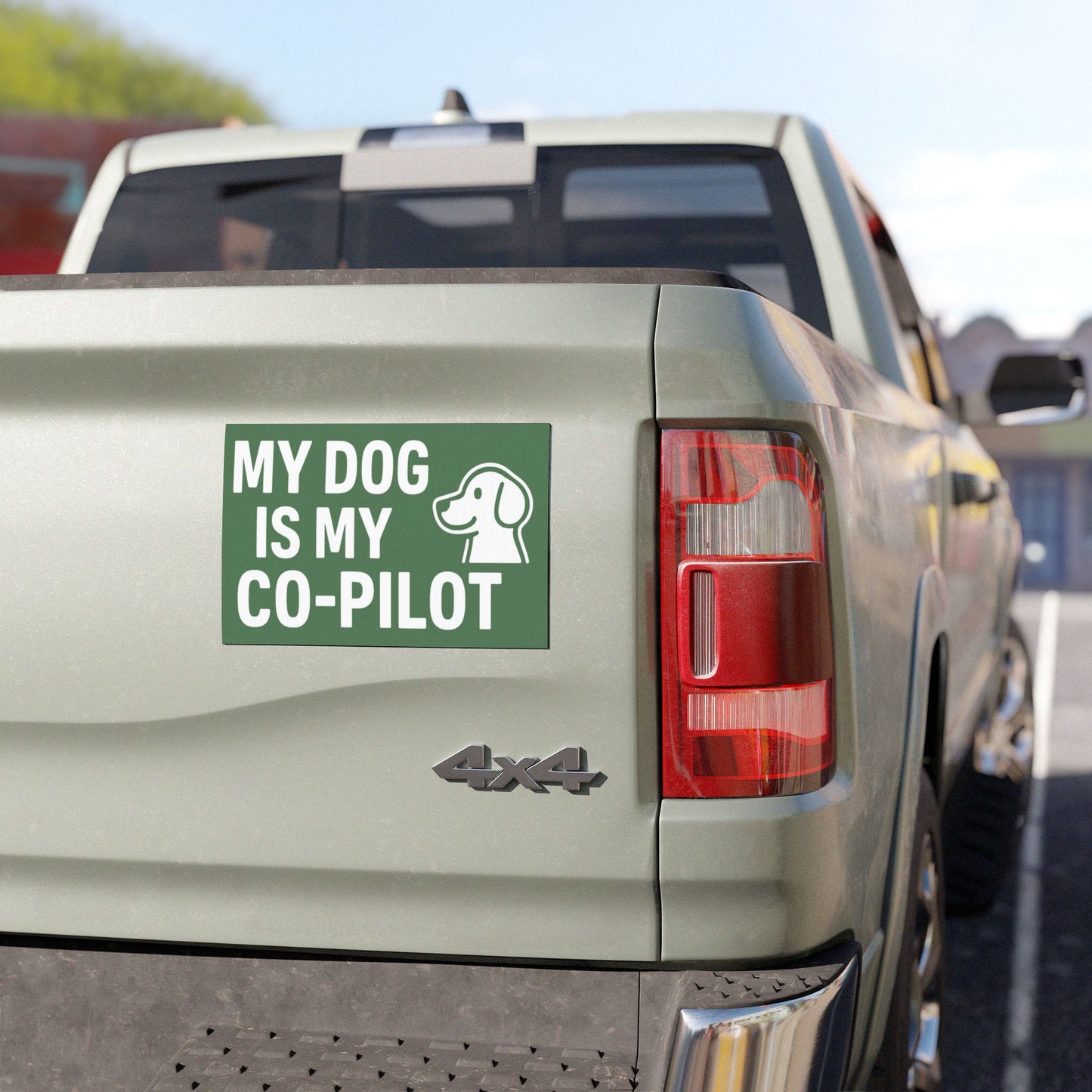 Dog Lover Car Magnet [Forest Green] - My Dog is My Co-Pilot, Pet Owner Gift, Cute Car Decor, Vehicle Accessories, Dog Mom Magnet