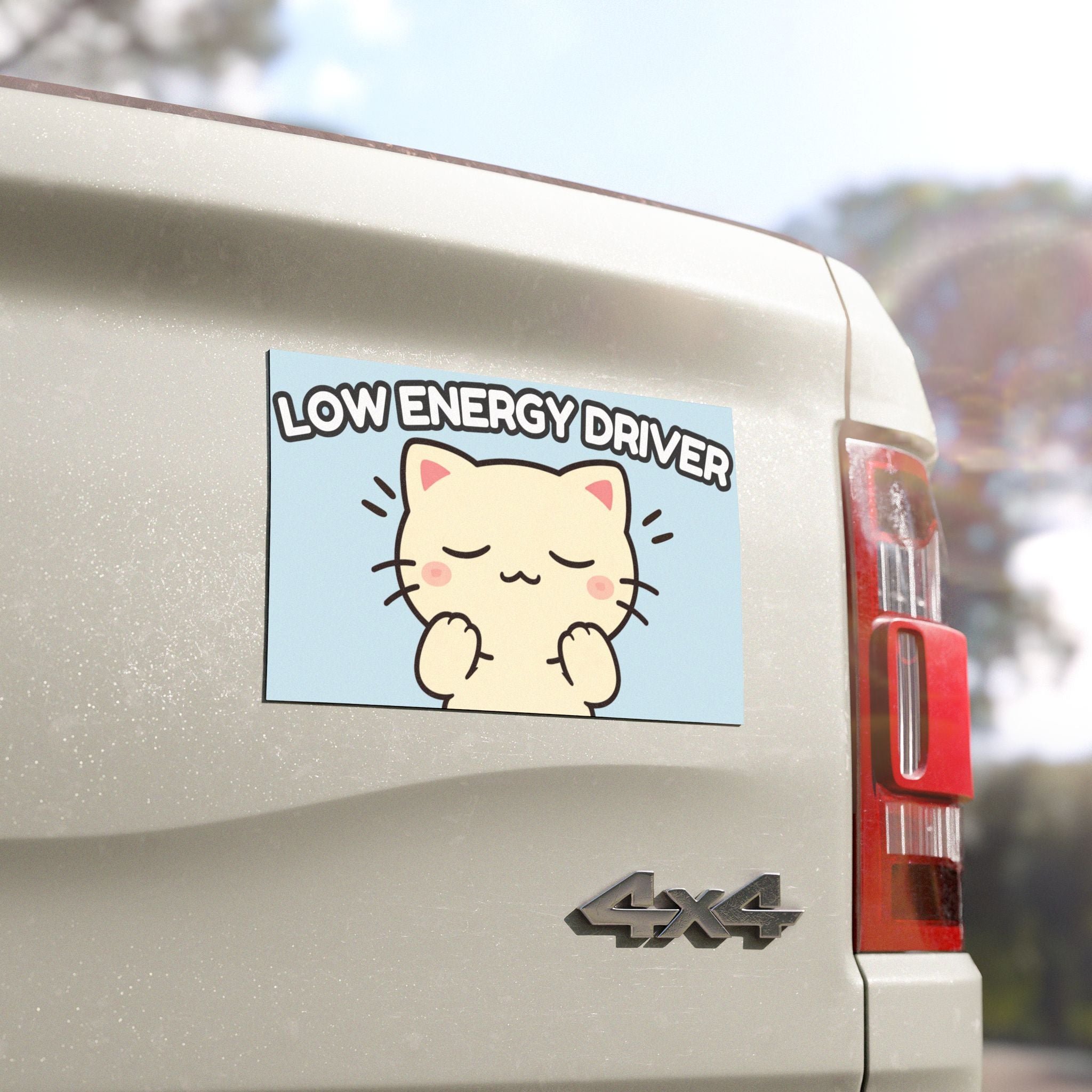 Cute Cat Car Magnet – Low Energy Driver – Funny Sleepy Cat Magnet