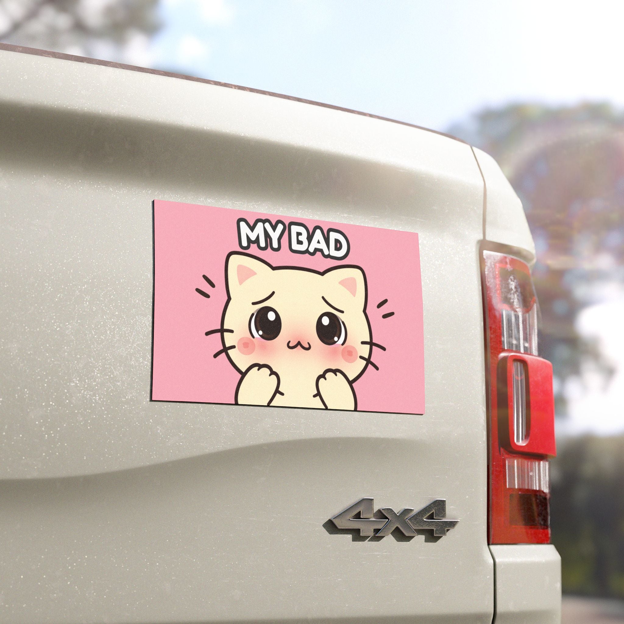 Cute Cat Car Magnet – My Bad – Funny Apology Driver Magnet
