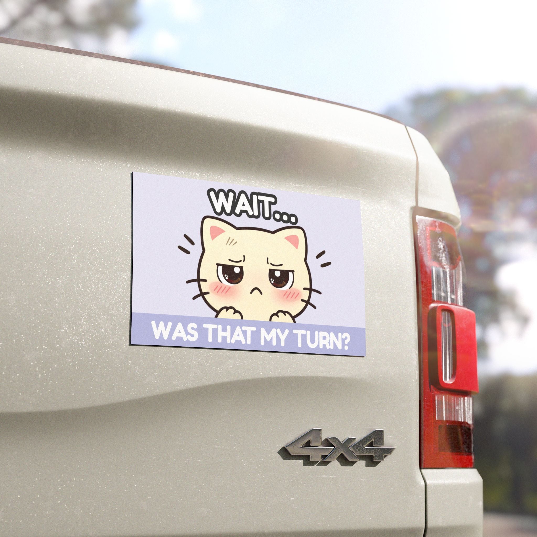 Funny Cat Car Magnet – Wait Was That My Turn – Overthinking Driver Magnet