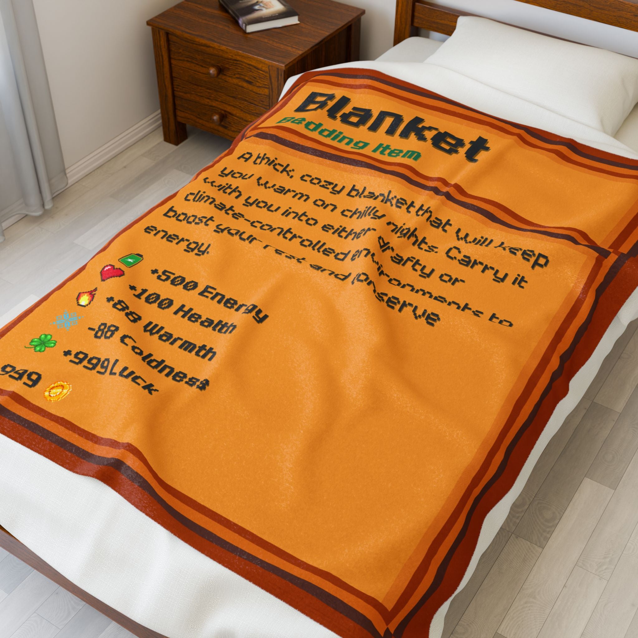 [Brown Color] Pixel Game Style Velveteen Plush Blanket