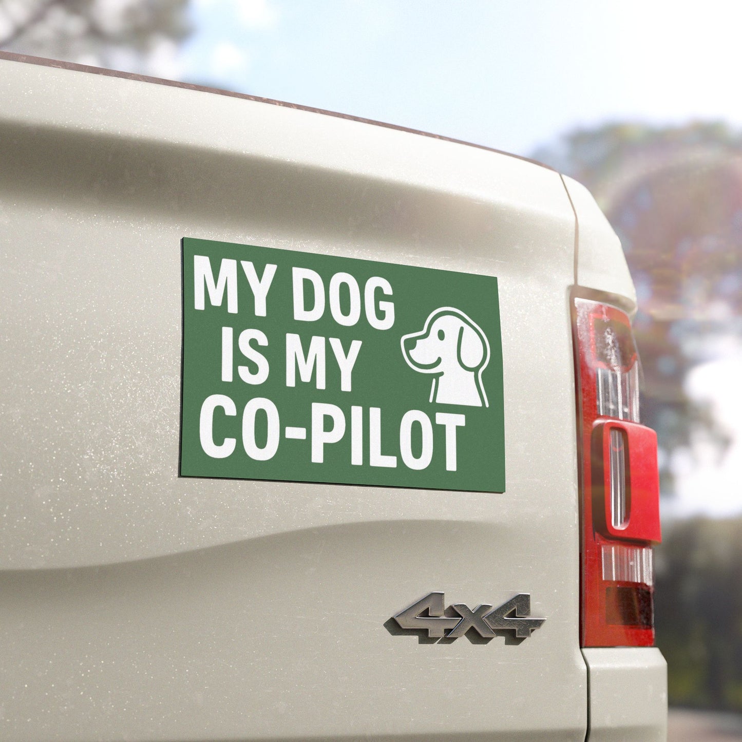 Dog Lover Car Magnet [Forest Green] - My Dog is My Co-Pilot, Pet Owner Gift, Cute Car Decor, Vehicle Accessories, Dog Mom Magnet