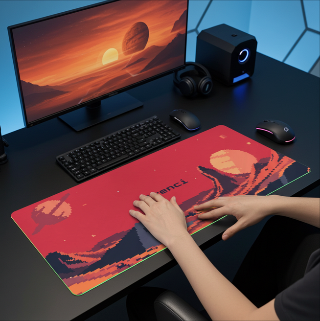 [Mars Pixel Styled] LED Gaming Mouse Pad - RGB Gaming Mouse Pad