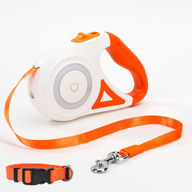 Retractable Dog Leash with LED Light & Collar – For Small & Medium Dogs
