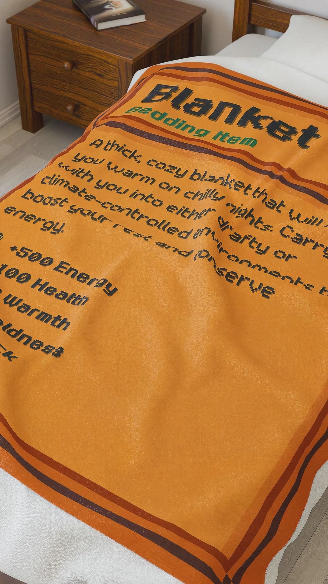 [Dark Brown Color] Pixel Game Style Velveteen Plush Blanket